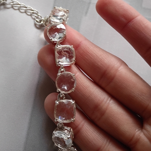 Charter Club Crystal Rhinestone Silver Tone statement Necklace Runway - Picture 4 of 10